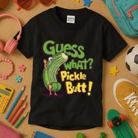 Guess What Pickle Butt! Funny Cucumber Meme Pickle Joke Kids T-Shirt