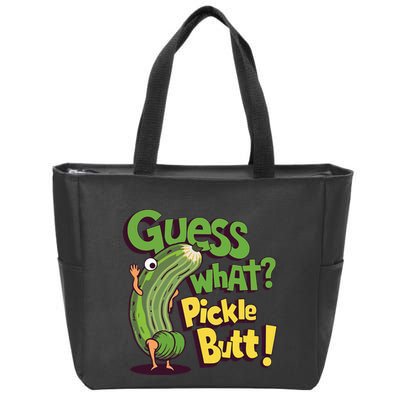 Guess What Pickle Butt! Funny Cucumber Meme Pickle Joke Zip Tote Bag