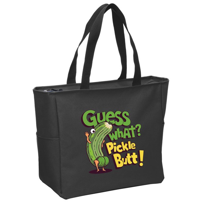 Guess What Pickle Butt! Funny Cucumber Meme Pickle Joke Zip Tote Bag