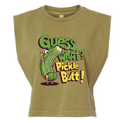 Guess What Pickle Butt! Funny Cucumber Meme Pickle Joke Garment-Dyed Women's Muscle Tee