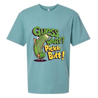 Guess What Pickle Butt! Funny Cucumber Meme Pickle Joke Sueded Cloud Jersey T-Shirt
