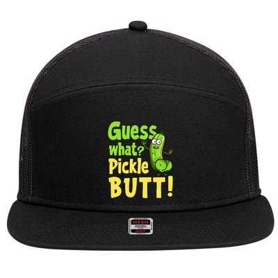 Guess What Pickle Butt! Funny Cucumber Meme Pickle Joke 7 Panel Mesh Trucker Snapback Hat