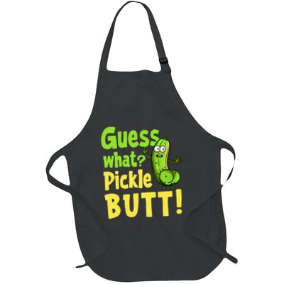 Guess What Pickle Butt! Funny Cucumber Meme Pickle Joke Full-Length Apron With Pockets