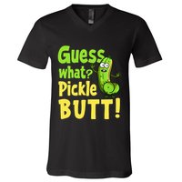 Guess What Pickle Butt! Funny Cucumber Meme Pickle Joke V-Neck T-Shirt