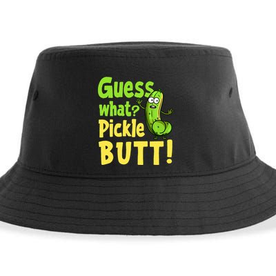 Guess What Pickle Butt! Funny Cucumber Meme Pickle Joke Sustainable Bucket Hat