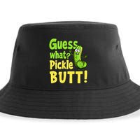 Guess What Pickle Butt! Funny Cucumber Meme Pickle Joke Sustainable Bucket Hat