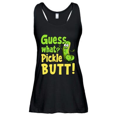 Guess What Pickle Butt! Funny Cucumber Meme Pickle Joke Ladies Essential Flowy Tank