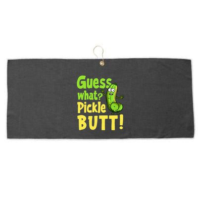 Guess What Pickle Butt! Funny Cucumber Meme Pickle Joke Large Microfiber Waffle Golf Towel