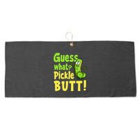 Guess What Pickle Butt! Funny Cucumber Meme Pickle Joke Large Microfiber Waffle Golf Towel