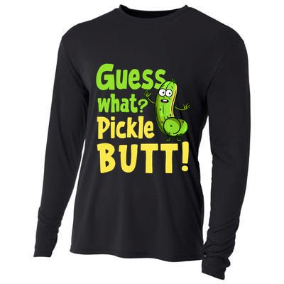Guess What Pickle Butt! Funny Cucumber Meme Pickle Joke Cooling Performance Long Sleeve Crew