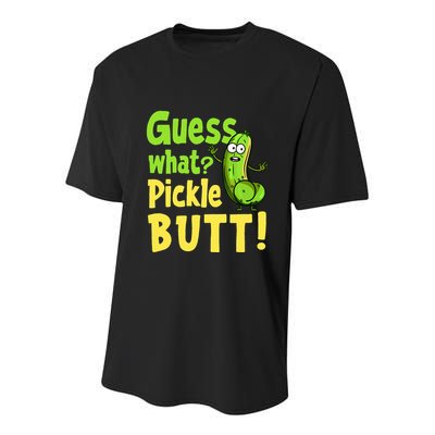 Guess What Pickle Butt! Funny Cucumber Meme Pickle Joke Youth Performance Sprint T-Shirt