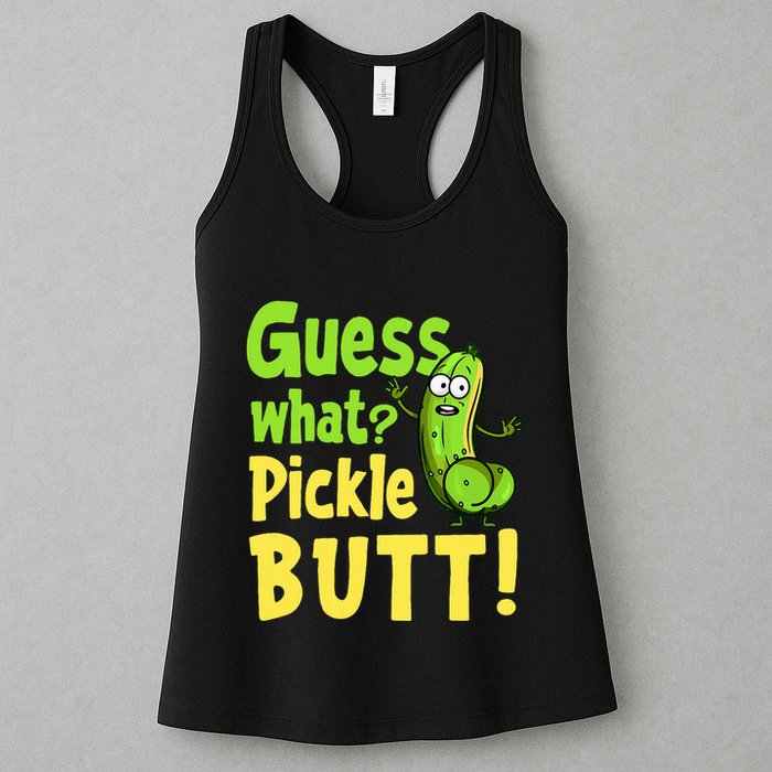 Guess What Pickle Butt! Funny Cucumber Meme Pickle Joke Womens Tank Top