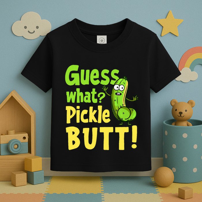 Guess What Pickle Butt! Funny Cucumber Meme Pickle Joke Toddler T-Shirt