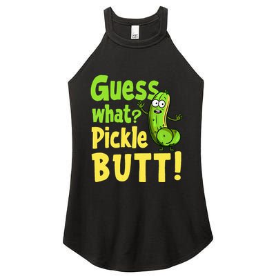 Guess What Pickle Butt! Funny Cucumber Meme Pickle Joke Women's Perfect Tri Rocker Tank