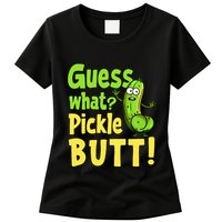 Guess What Pickle Butt! Funny Cucumber Meme Pickle Joke Womens T-Shirt