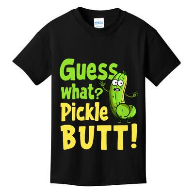 Guess What Pickle Butt! Funny Cucumber Meme Pickle Joke Kids T-Shirt