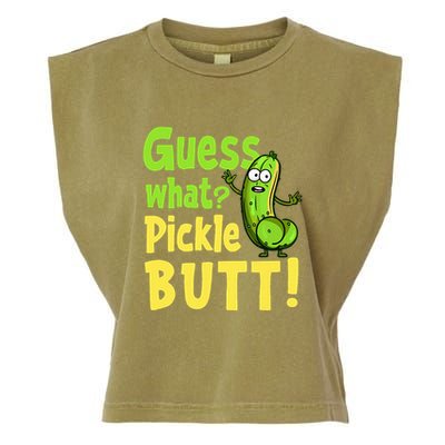 Guess What Pickle Butt! Funny Cucumber Meme Pickle Joke Garment-Dyed Women's Muscle Tee