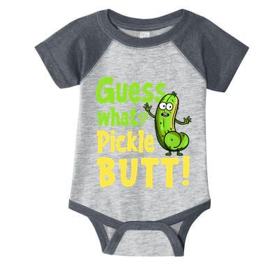 Guess What Pickle Butt! Funny Cucumber Meme Pickle Joke Infant Baby Jersey Bodysuit