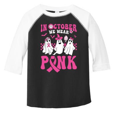 Groovy Wear Pink Breast Cancer Warrior Ghost Halloween Toddler Fine Jersey T-Shirt