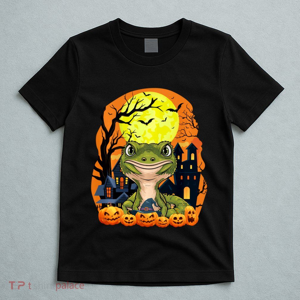 Gecko With Pumpkins Funny Scary Halloween Party T-Shirt