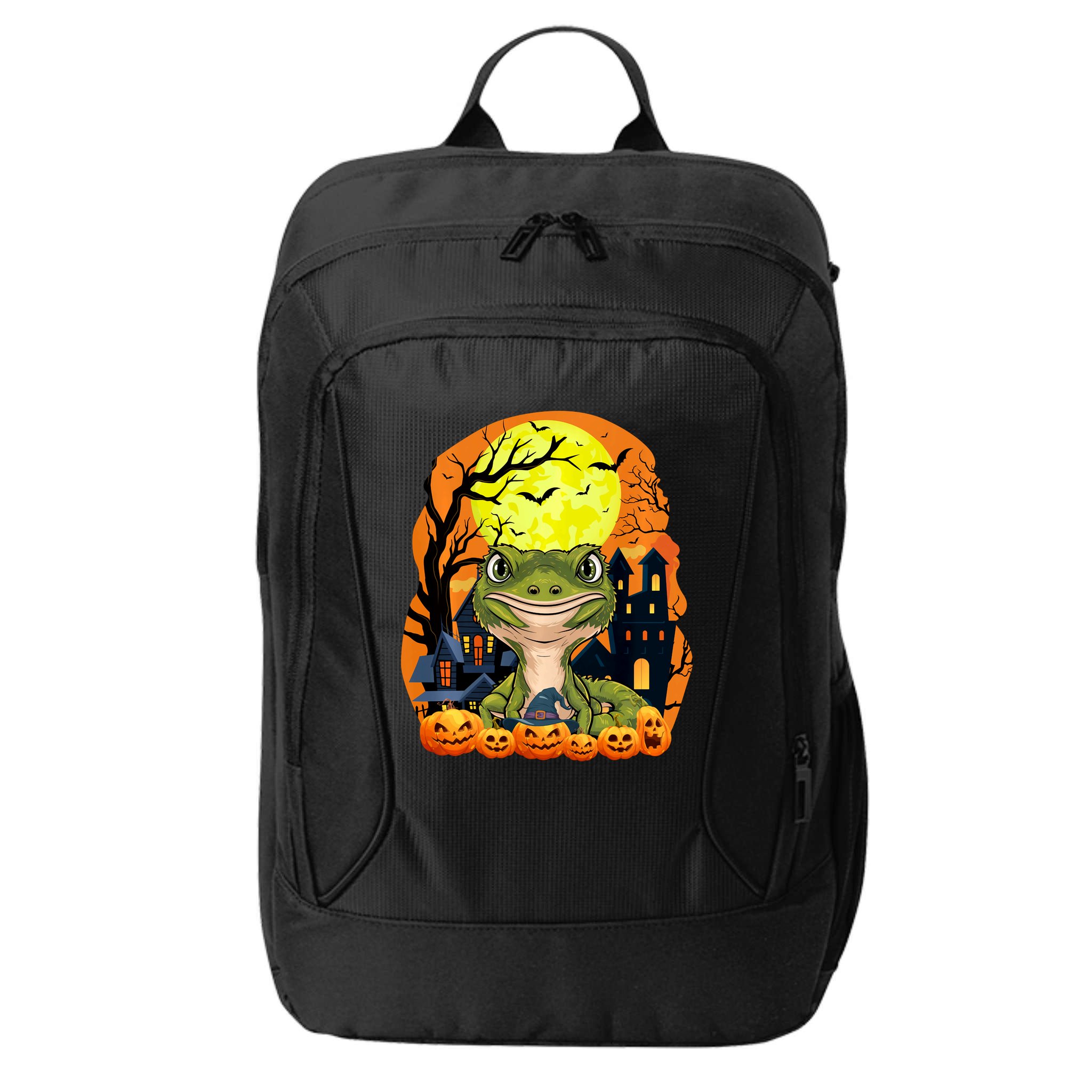 Gecko With Pumpkins Funny Scary Halloween Party City Backpack