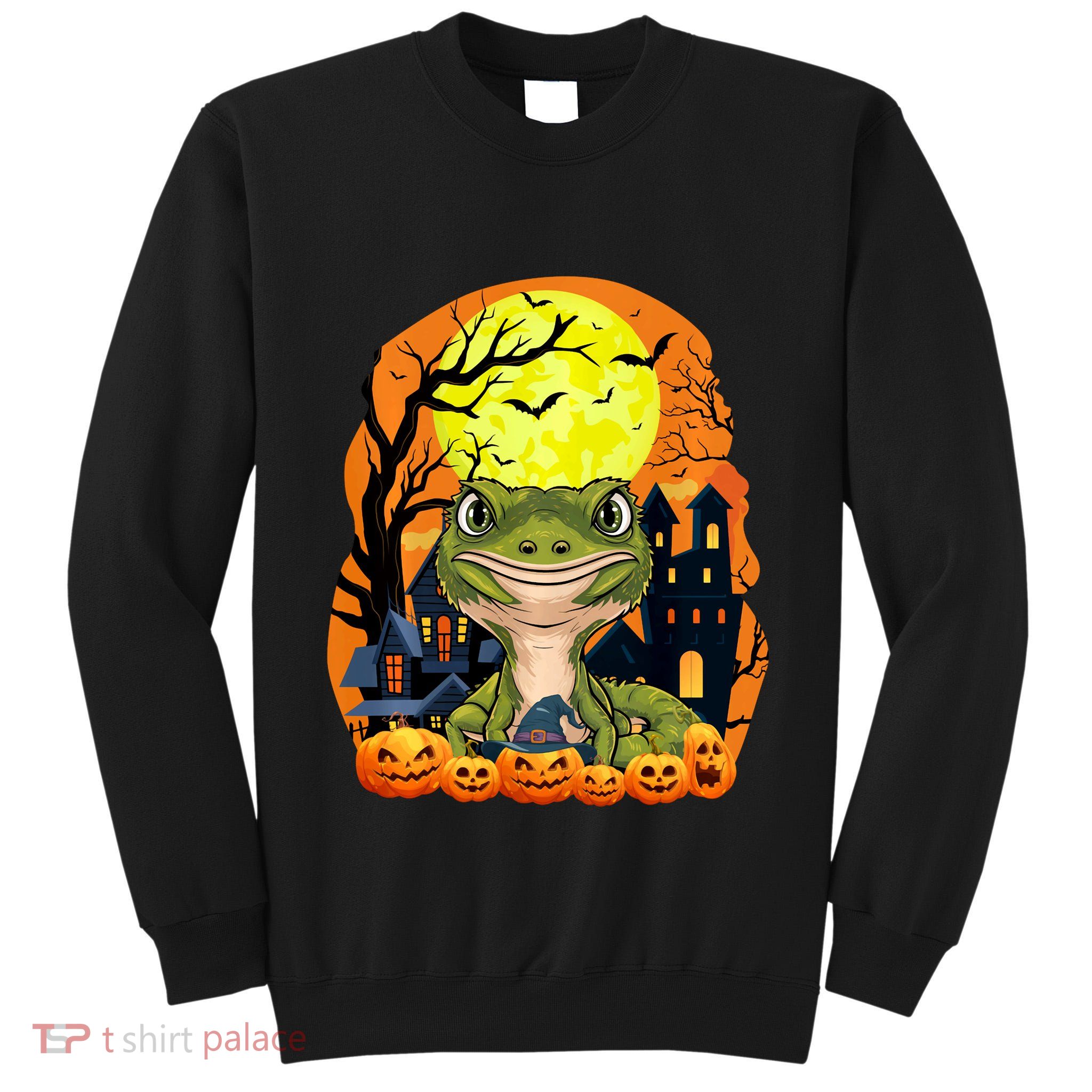 Gecko With Pumpkins Funny Scary Halloween Party Tall Sweatshirt
