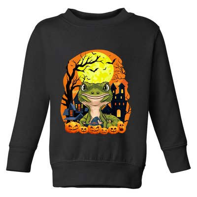Gecko With Pumpkins Funny Scary Halloween Party Toddler Sweatshirt