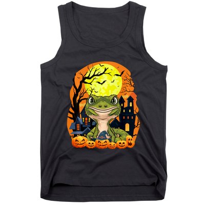 Gecko With Pumpkins Funny Scary Halloween Party Tank Top