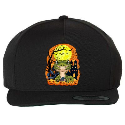 Gecko With Pumpkins Funny Scary Halloween Party Wool Snapback Cap