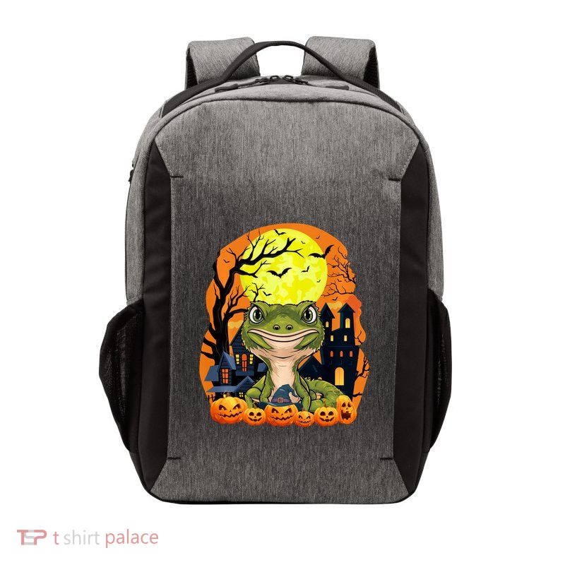 Gecko With Pumpkins Funny Scary Halloween Party Vector Backpack