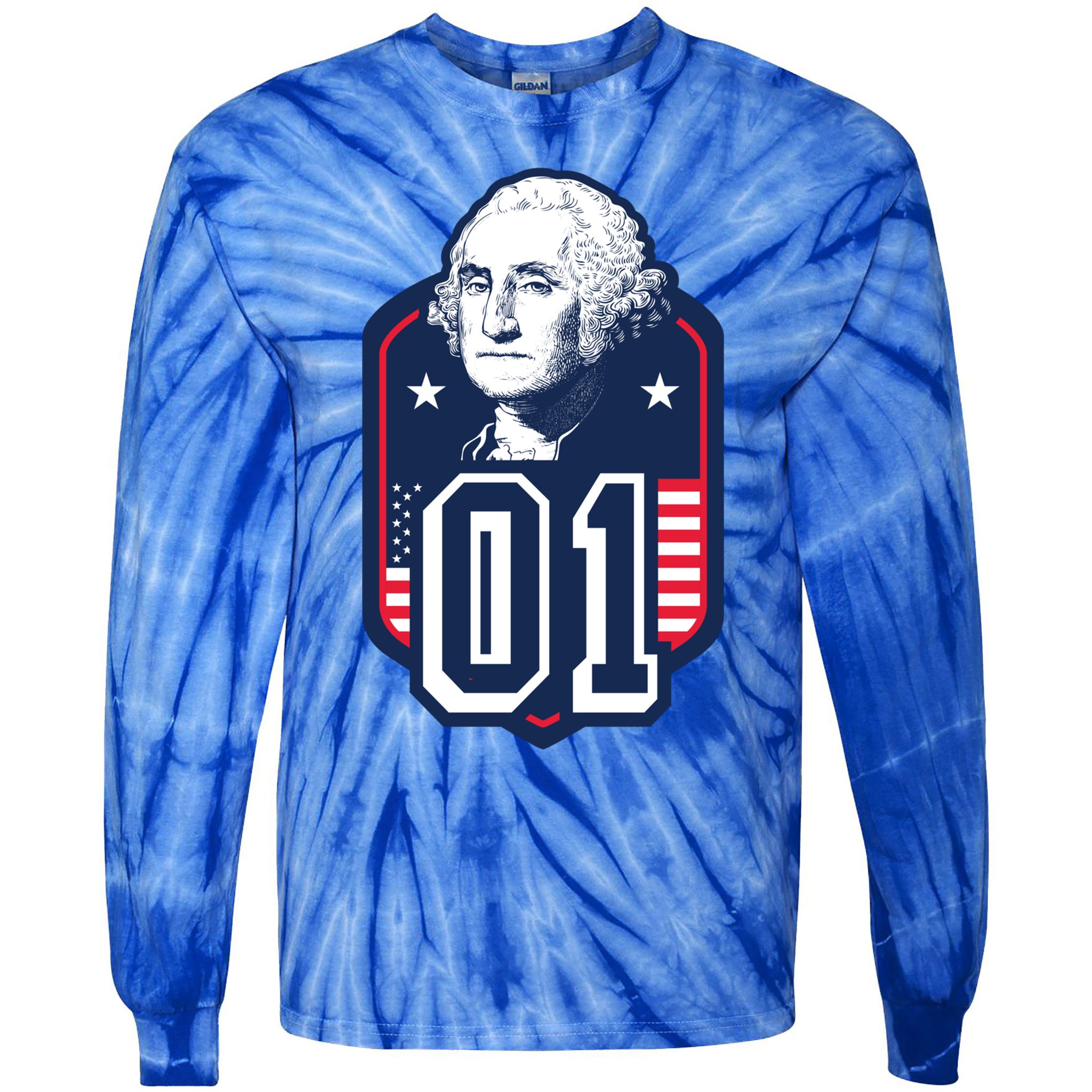 George Washington President Number 1 American Gift Tie-Dye Long Sleeve Shirt