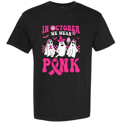 Groovy Wear Pink Breast Cancer Warrior Ghost Halloween Garment-Dyed Heavyweight T-Shirt