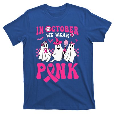 Groovy Wear Pink Breast Cancer Warrior Ghost Halloween T-Shirt