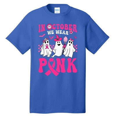 Groovy Wear Pink Breast Cancer Warrior Ghost Halloween Tall T-Shirt