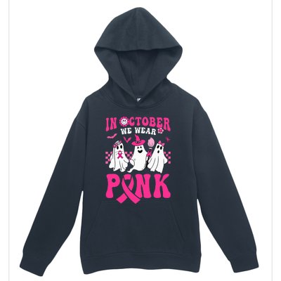 Groovy Wear Pink Breast Cancer Warrior Ghost Halloween Urban Pullover Hoodie