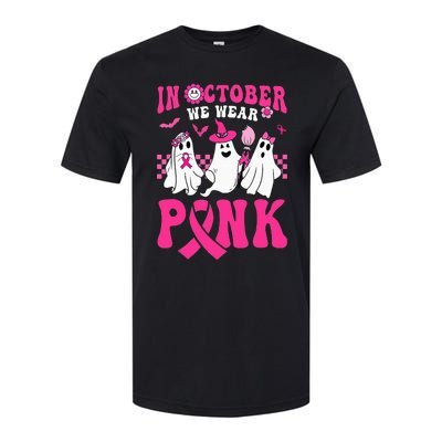 Groovy Wear Pink Breast Cancer Warrior Ghost Halloween Softstyle CVC T-Shirt