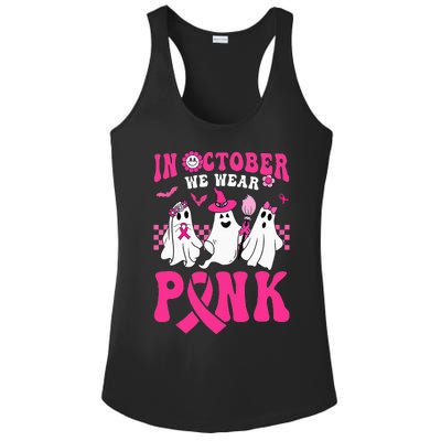 Groovy Wear Pink Breast Cancer Warrior Ghost Halloween Ladies PosiCharge Competitor Racerback Tank