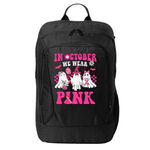 Groovy Wear Pink Breast Cancer Warrior Cute Ghost Halloween City Backpack