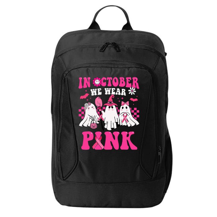 Groovy Wear Pink Breast Cancer Warrior Cute Ghost Halloween City Backpack