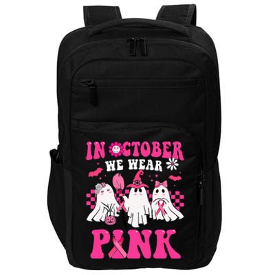 Groovy Wear Pink Breast Cancer Warrior Cute Ghost Halloween Impact Tech Backpack