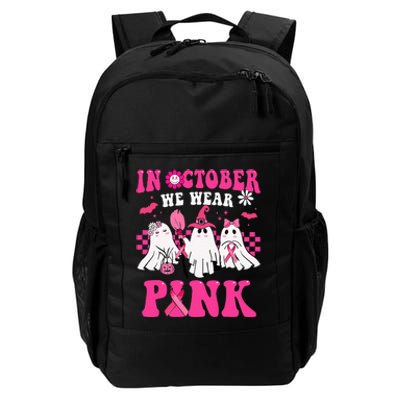 Groovy Wear Pink Breast Cancer Warrior Cute Ghost Halloween Daily Commute Backpack