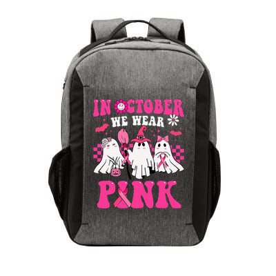 Groovy Wear Pink Breast Cancer Warrior Cute Ghost Halloween Vector Backpack