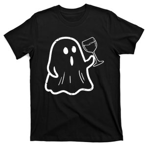 Ghost Wine Pocket Cute Hallowine Halloween Costume Women T-Shirt