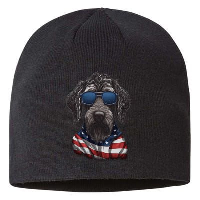 German WireHaired Pointer American Flag USA Tee 4th July Sustainable Beanie