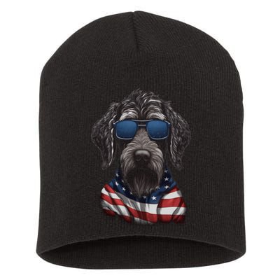 German WireHaired Pointer American Flag USA Tee 4th July Short Acrylic Beanie