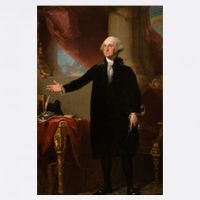 George Washington Portrait Flat Bill Trucker Hat