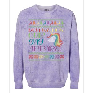 Gay With Rainbow Unicorn Christmas Colorblast Crewneck Sweatshirt