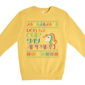 Gay With Rainbow Unicorn Christmas Premium Crewneck Sweatshirt