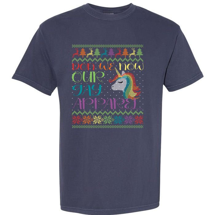 Gay With Rainbow Unicorn Christmas Garment-Dyed Heavyweight T-Shirt