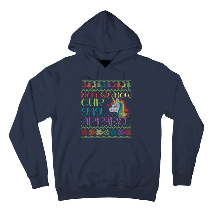 Gay With Rainbow Unicorn Christmas Hoodie